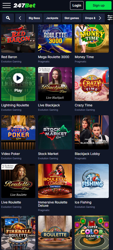 247bet casino live casino games mobile review