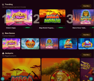 Grizzly’s Quest Casino desktop homepage screenshot showing featured games and navigation – tested