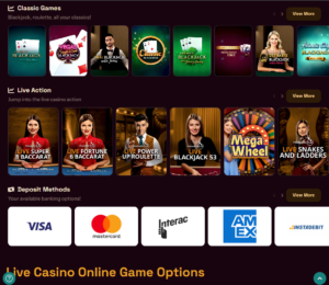 Grizzly’s Quest Casino desktop screenshot displaying live casino games collection with live dealer tables – tested