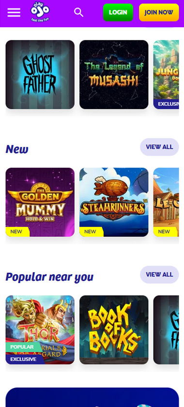 Playojo casino homepage mobile review