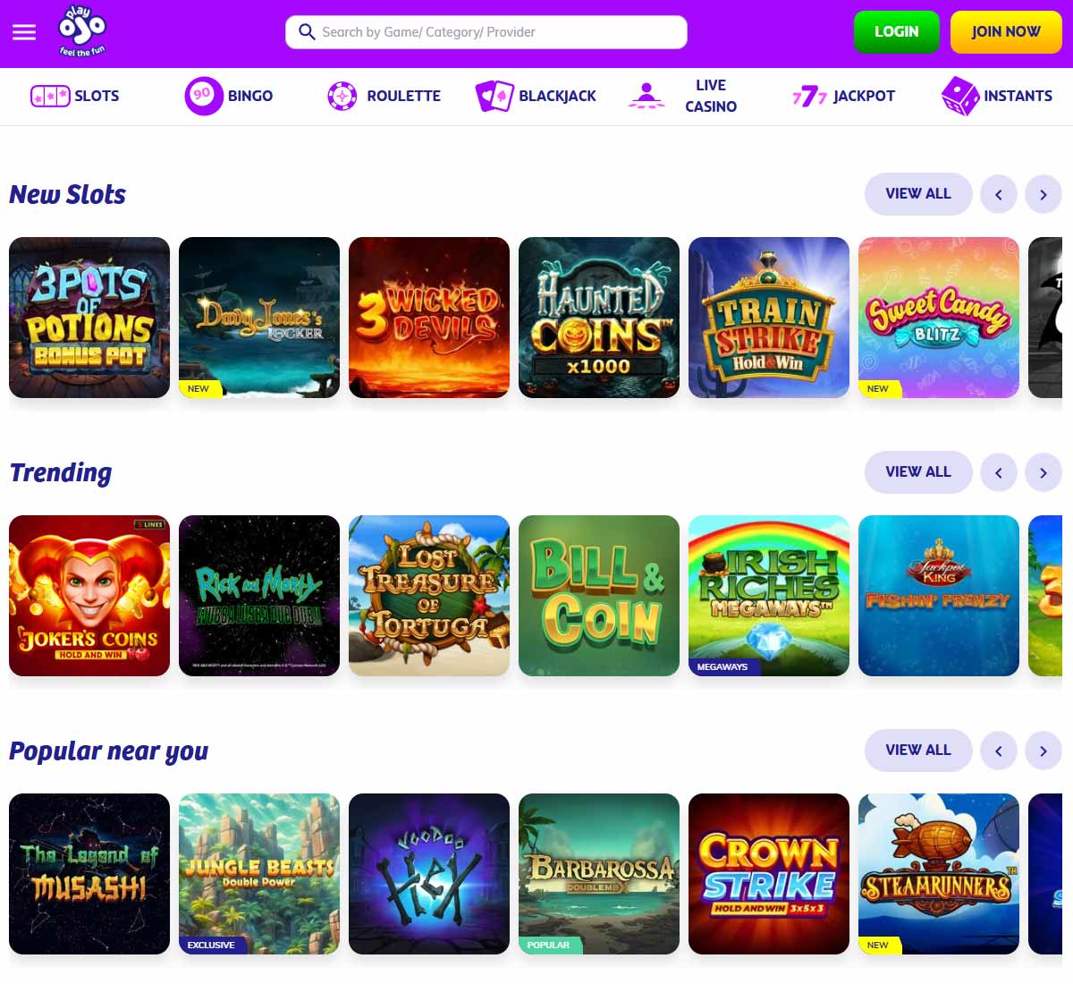 Playojo casino slots variety review
