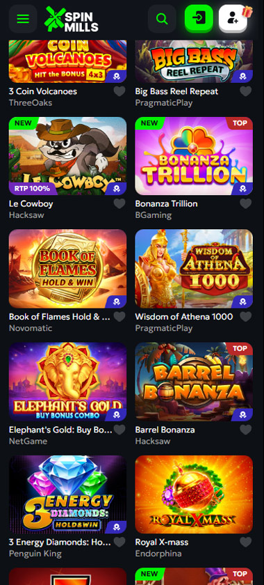 SpinMills casino slots mobile review