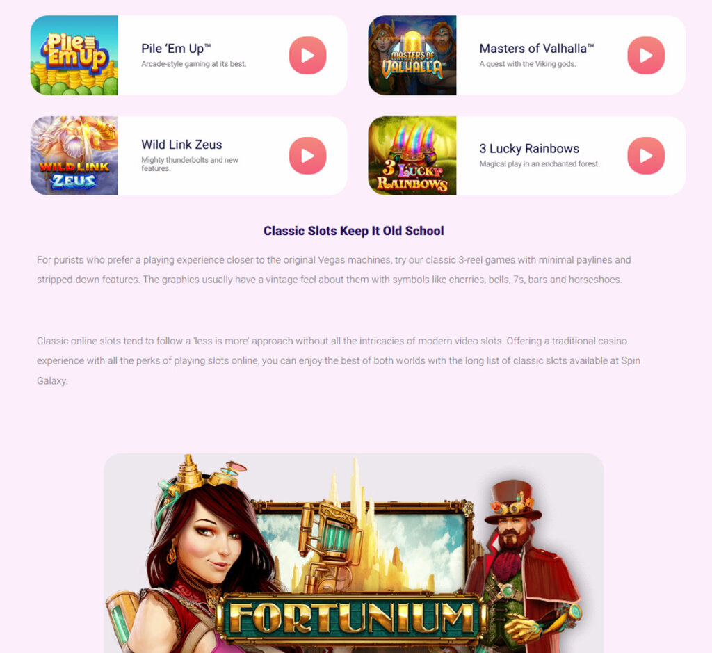 Spingalaxy Casino mobile interface screenshot showing the homepage and featured games - tested