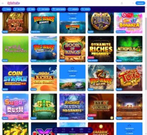 Spingenie Casino desktop slot section screenshot showing popular slots games like Book of Dead or Sugar Rush - tested