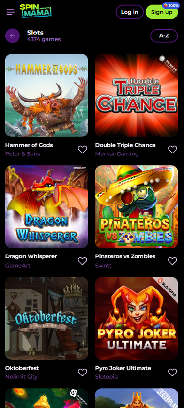 Spinmama Casino mobile screenshot showing slots categories and featured titles – tested