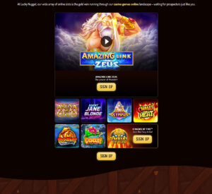 Lucky Nugget Casino desktop screenshot showing the variety of slots and game categories – tested