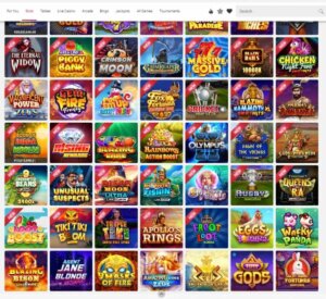 Rubyfortune Casino desktop interface screenshot showing a wide variety of available slot games - tested