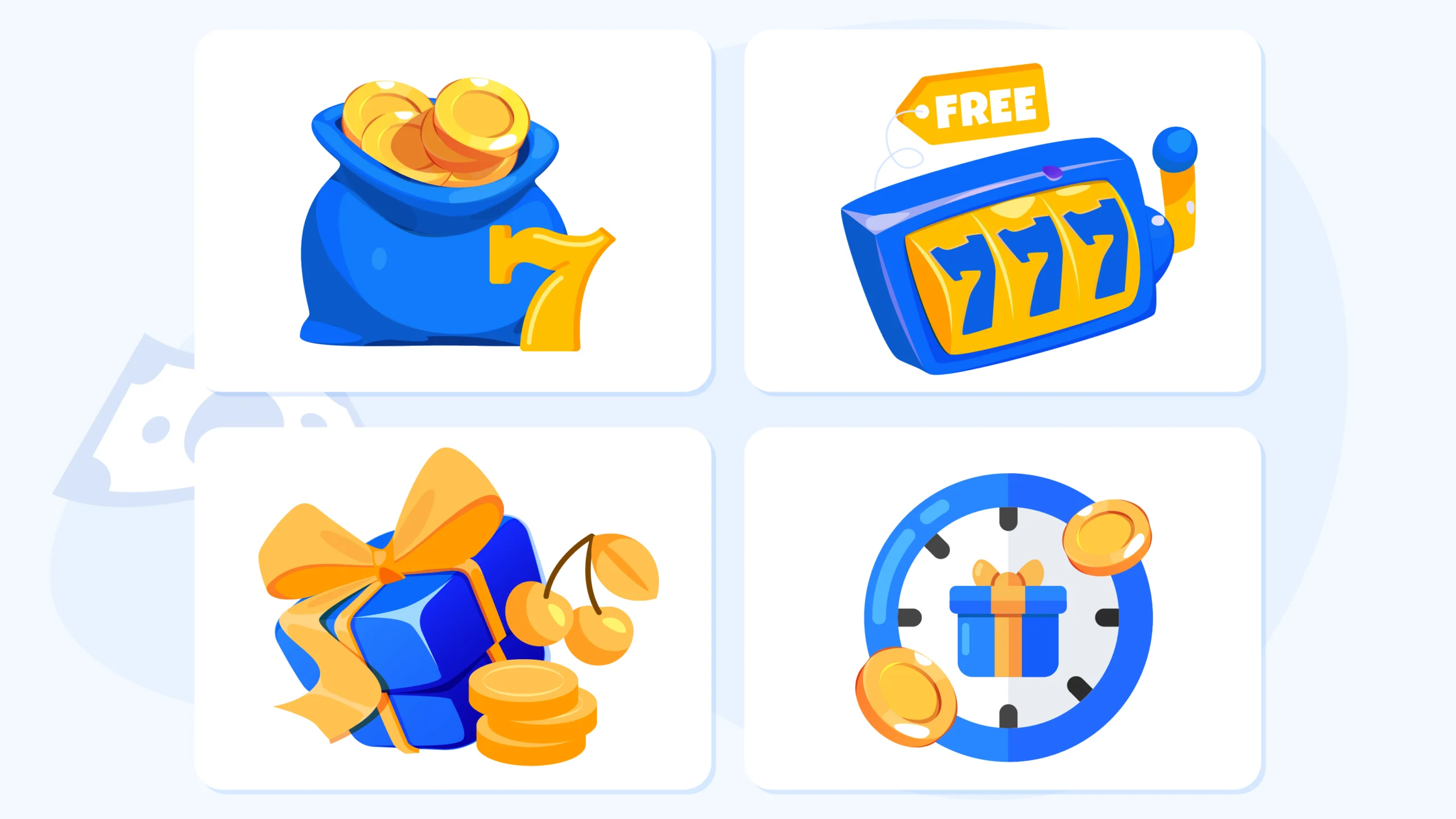 Comparison chart of 4 no deposit bonus types in Canada: cash bonus C5−C5−C20, free spins 20-50 spins, hybrid offers, and time-limited promotions with features and benefits