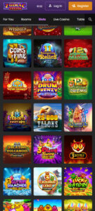 Zodiac Casino mobile interface screenshot showing popular slot games available for play - tested