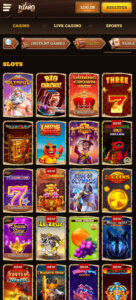 Lizaro Casino mobile interface screenshot displaying slot games grid and navigation - tested