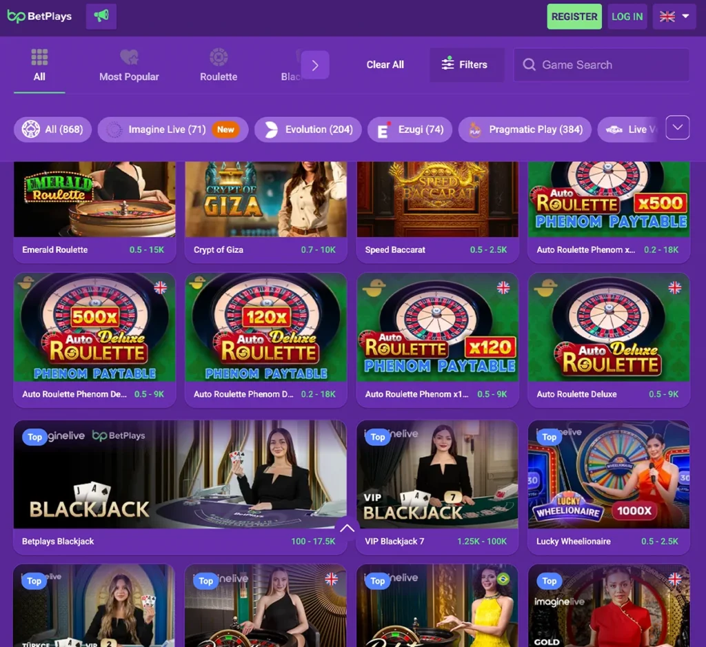 Betplays Casino desktop live roulette screenshot showing real-dealer roulette table, betting layout and live casino interface - tested