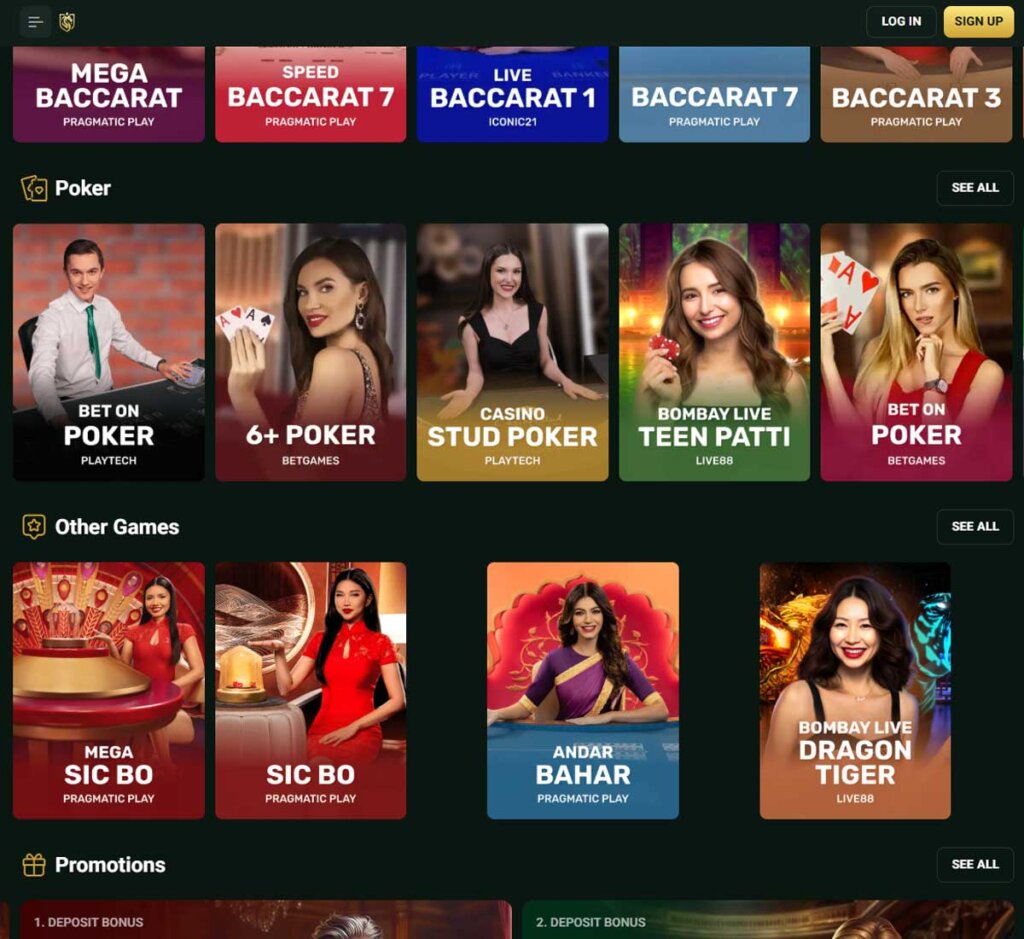 Goldexcasino Casino desktop live casino screenshot showing real-dealer tables including roulette, blackjack and baccarat with lobby navigation - tested