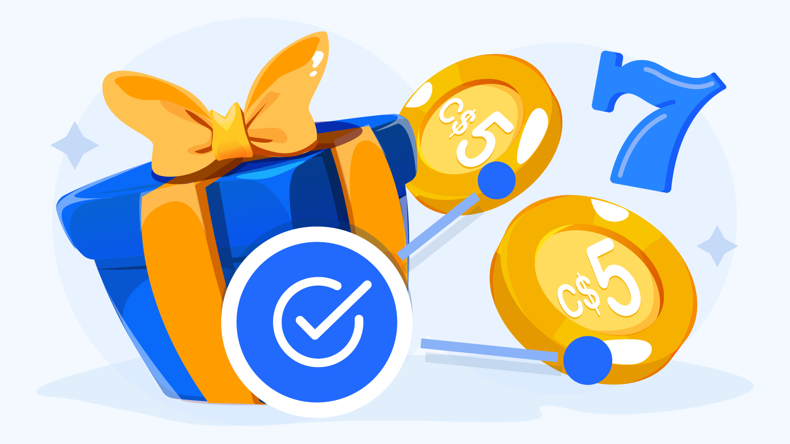 Reality check infographic showing what players actually get with $5 no deposit bonus Canada offers: C$5 instant free cash, 10-20 minutes playtime, limited to slot games, 50-60x wagering requirements, and C$50-C$100 max cashout cap