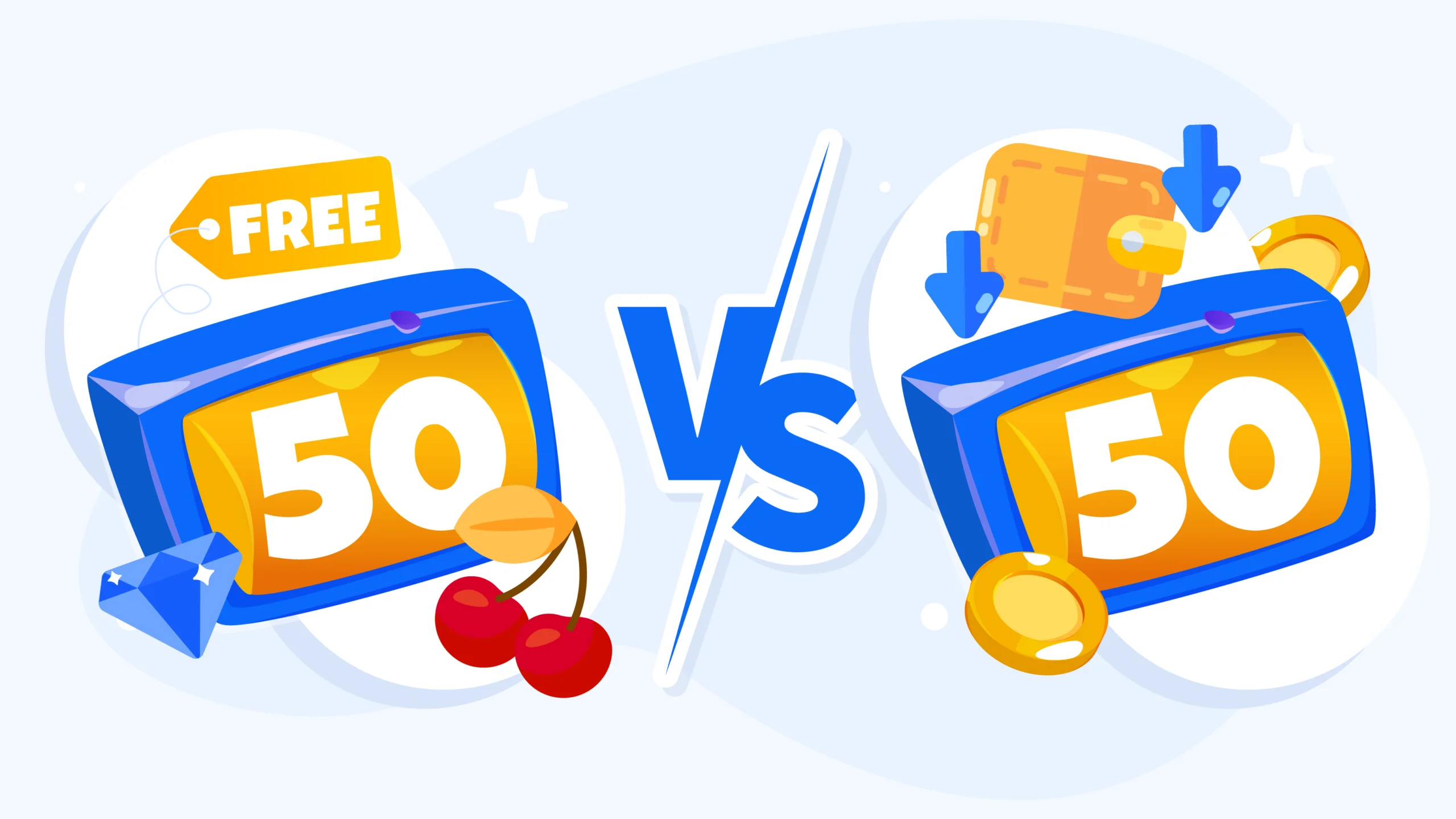 Side-by-side comparison chart of 50 free spins no deposit bonuses versus deposit-based 50 free spins showing wagering requirements, max cashout, and expiry times in Canada