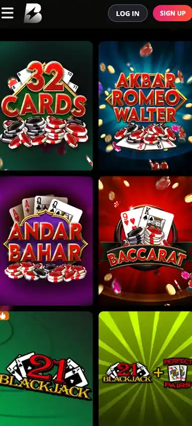 BonusBlitz Casino mobile table games screenshot showing blackjack, roulette and baccarat thumbnails, betting interface and mobile lobby navigation - tested