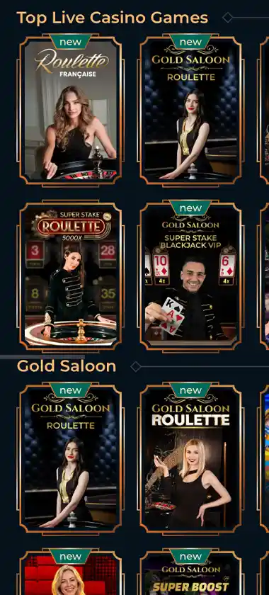 Monsterwin Casino mobile live dealer games collection screenshot displaying available live tables and categories with mobile-friendly interface/navigation - tested