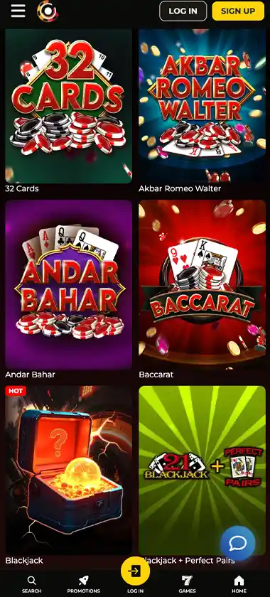 Orbitspins Casino mobile table games screenshot showing blackjack, roulette and baccarat thumbnails, betting interface and mobile lobby navigation - tested