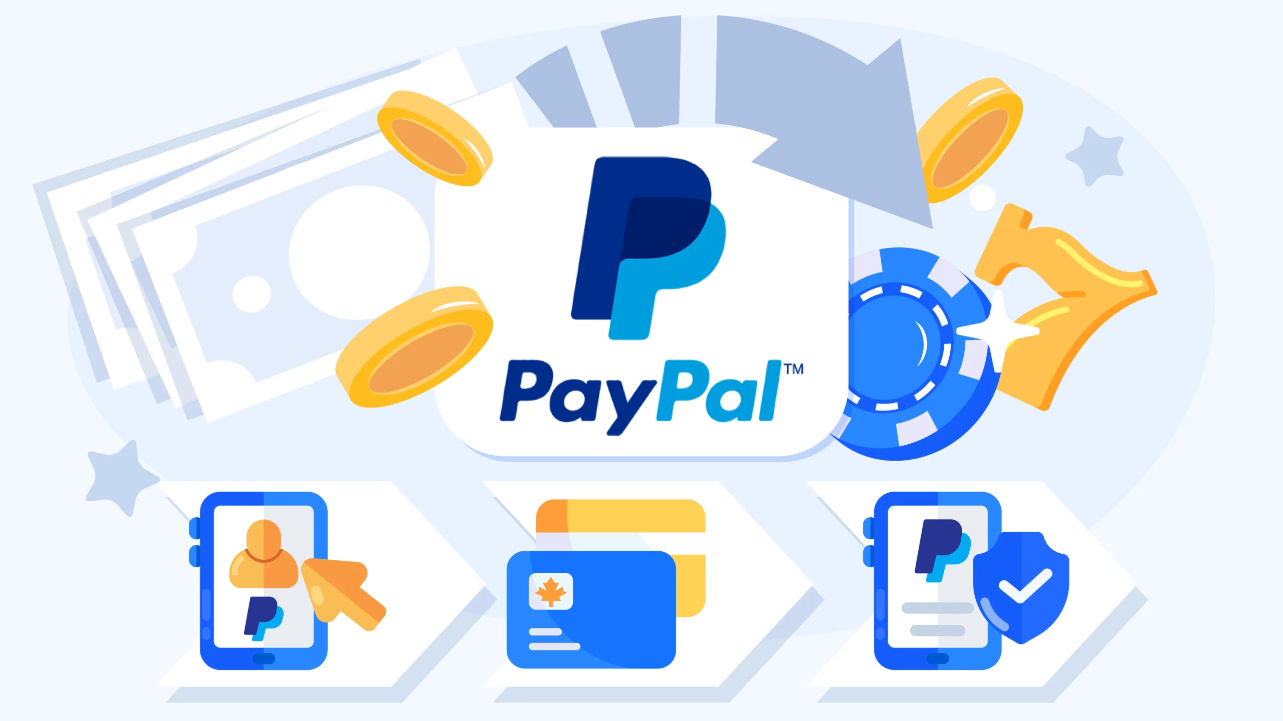 Flowchart showing PayPal casino deposit process taking 30-60 seconds through five steps - casino cashier, enter amount C$10-C$10,000, PayPal login, confirm transaction, and instant credit with real test showing 37 seconds at Prime Casino