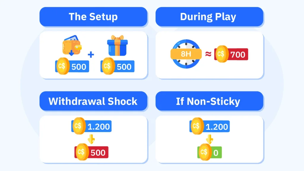 Real Example: C$500 Sticky Bonus in Action