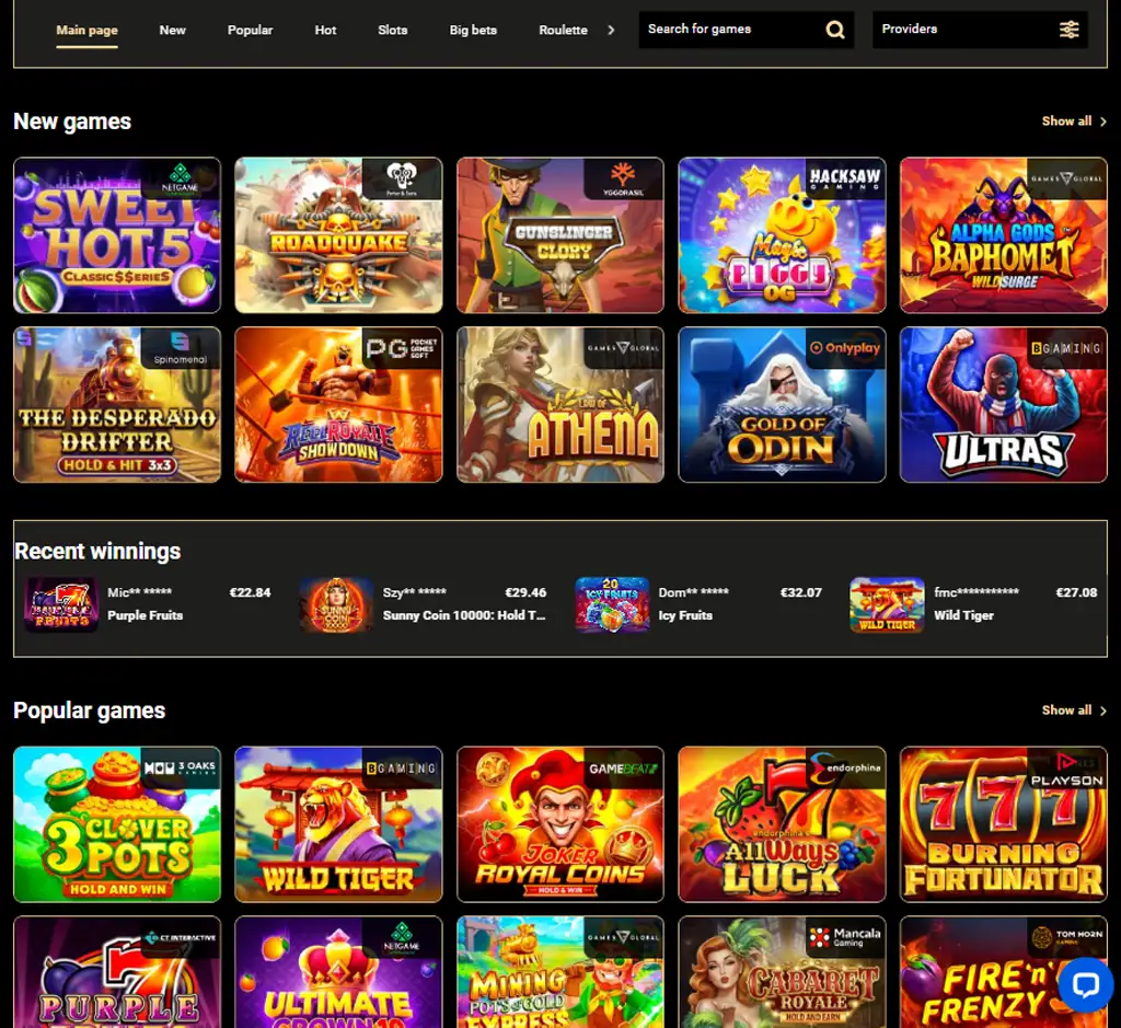 Pan Casino desktop homepage screenshot displaying main lobby with featured games, promotions and navigation menu - tested