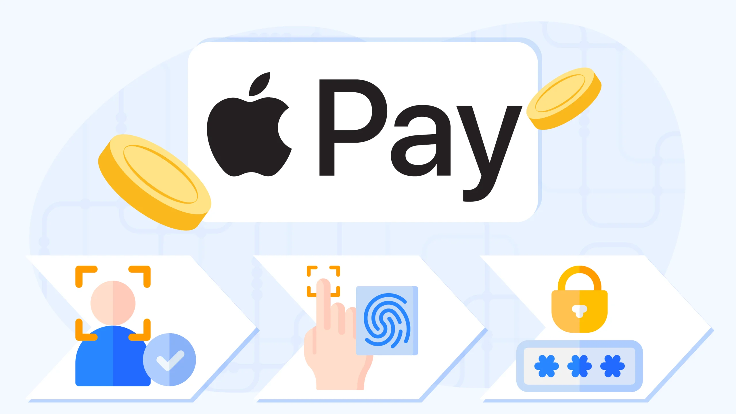Apple Pay casino security flowchart showing three-layer tokenisation process with biometric Face ID Touch ID authentication stored on device only, unique 16-digit Device Account Number replacing real card details so casino never sees banking information, resulting in 2 to 5 percent decline rate versus 8 to 15 percent for traditional cards, with warning that RBC TD Scotiabank BMO and CIBC may block digital wallet gambling transactions
