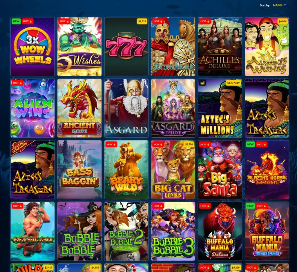 Yabby Casino desktop slots lobby screenshot presenting variety of slot games with categories and providers - verified