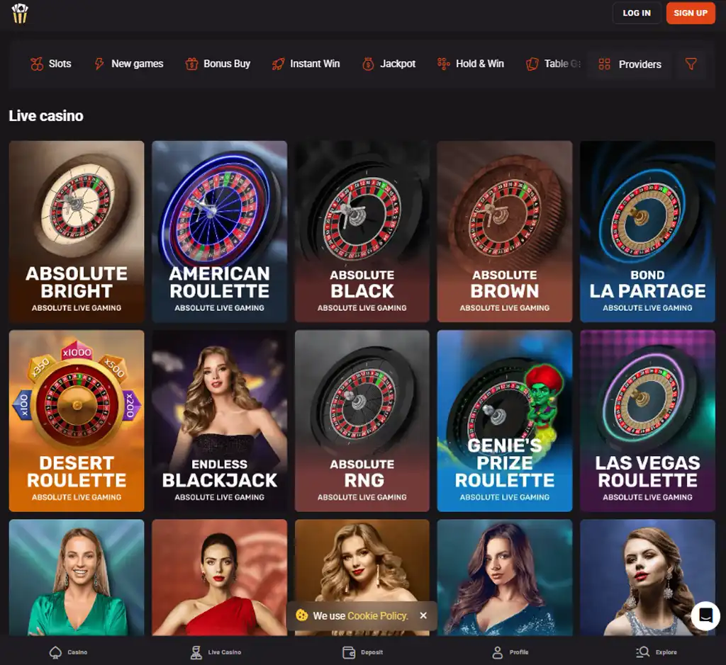 Hollywin Casino desktop live casino lobby screenshot featuring live dealer games and real time streaming interface   review testing