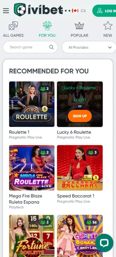 Ivibet Casino mobile live casino interface screenshot showing live dealer tables including blackjack and roulette   tested
