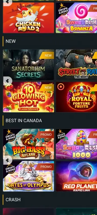 Melbet Casino mobile slots interface screenshot showing slot game selection with popular titles and filtering options - Tested