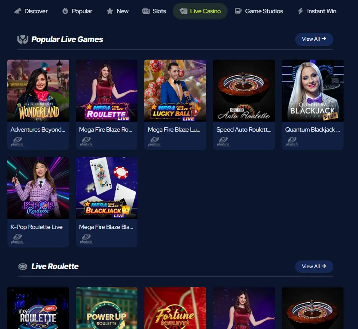 BetBeast Casino desktop live casino lobby screenshot featuring live dealer games and real time streaming interface   review testing