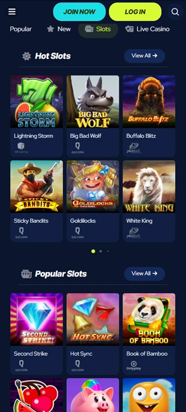 BetBeast Casino mobile slots interface screenshot showing slot game selection with popular titles and filtering options   captured during platform testing