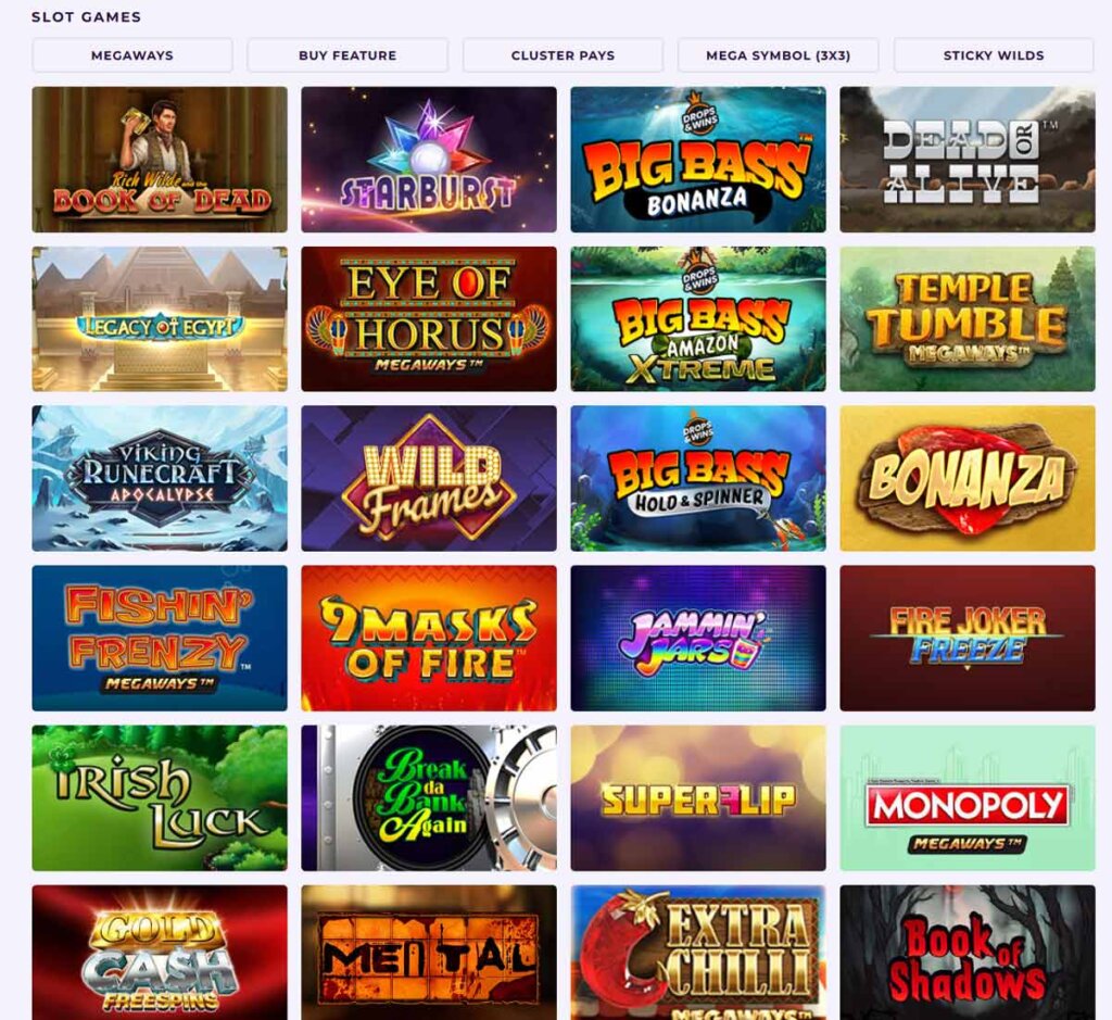 Slot Planet Casino desktop slots lobby screenshot presenting variety of slot games with categories and providers - Tested