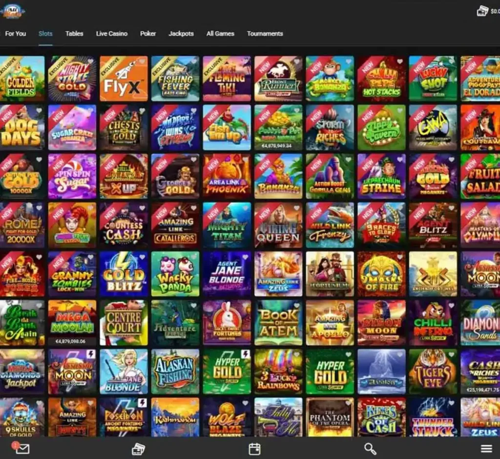 All Slots Casino desktop slots lobby presenting a variety of slot games with categories and providers - tested