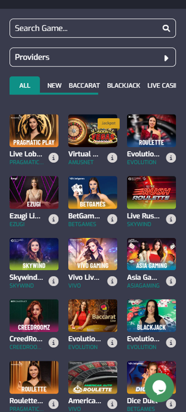 Cristal Poker Casino mobile live casino interface showing live dealer tables including blackjack and roulette - Tested